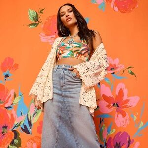 NEW Jessica Simpson Arieth Crotchet Cardi in Parchment